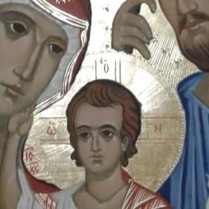 Handcrafted icon of the Holy Family
