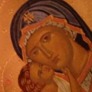 Hand-crafted icon of the Madonna with Child