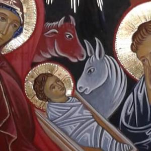 Hand-crafted icon of the Nativity