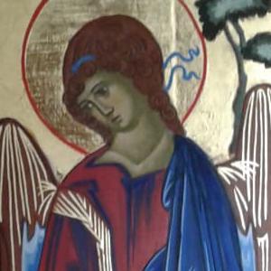 Hand-crafted icon of the Trinity